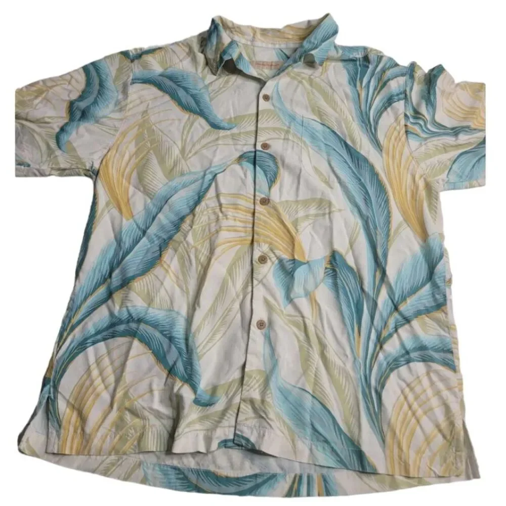 3252 Tommy‎ Bahama 100% Silk Button Down Shirt Men's Large
